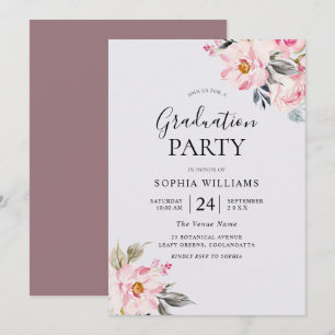 Dusty Rose Blues Blush Pink Graduation Party Einladung