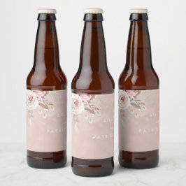Dusty-Rose-Blume Wasserfarbenfrohe Hochzeitsfahrt Bierflaschenetikett