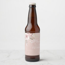 Dusty-Rose-Blume Wasserfarbenfrohe Hochzeitsfahrt Bierflaschenetikett