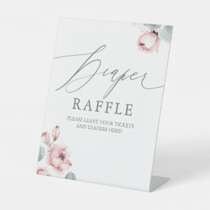 Dusty Rose Blume Windeln Raffle Ticket Place Zeich Sockelschild