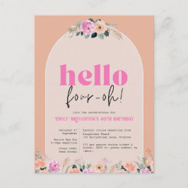 Dusty Rose Blumenladen "hello four-oh" 40. Einladu Postkarte