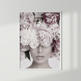 Dusty Rose Blumenmotiv Portrait Poster