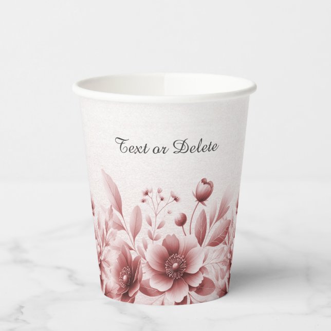 Dusty-Rose-Blumenpapiergruppen Pappbecher (Links)