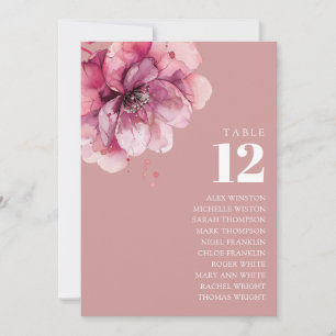 Dusty Rose Blumige Tischnummer Sitzordnung