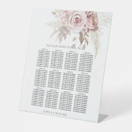Dusty Rose Blush Bloral Wedding Chart Sockelschild