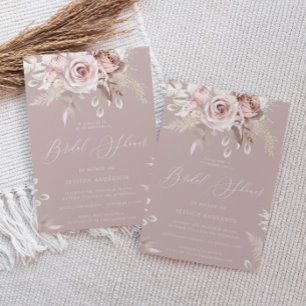 Dusty Rose & Blush Boho Blume Brautparty Einladung