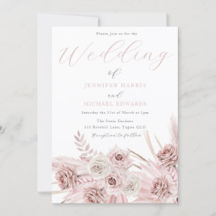 Dusty Rose Blush Boho Blume Hochzeit Einladung