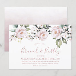 Dusty Rose Blush Brunch und Bubbly Brautparty Einladung