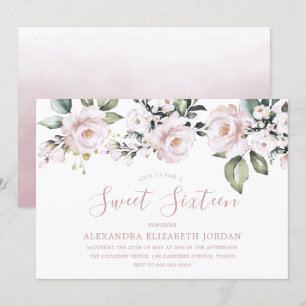 Dusty Rose Blush Brunch und Sweet 16 Party Einladung