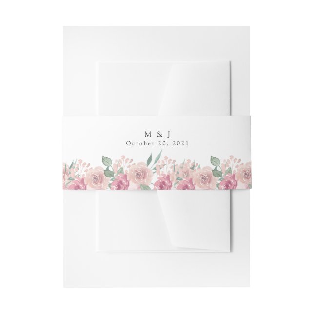 Dusty Rose Blush Floral Wedding Einladungsbanderole (Vorderseite Beispiel)