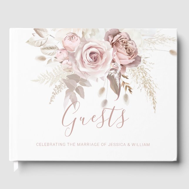 Dusty Rose & Blush Floral Wedding  Gästebuch (Vorderseite)