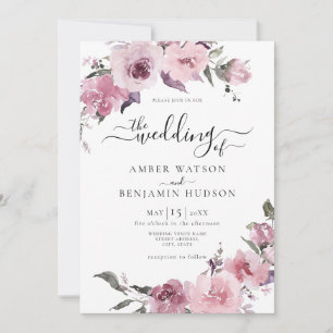 Dusty Rose Blush Mauve Lilac Floral Wedding Einladung