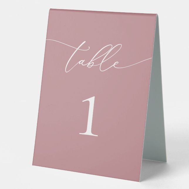 Dusty Rose Blush Minimalistische Hochzeitsstimmung Tischaufsteller (Vorderseite)