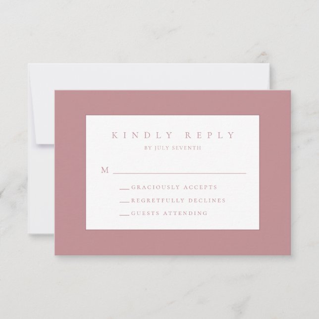Dusty Rose Blush Modern Wedding RSVP Card (Vorderseite)