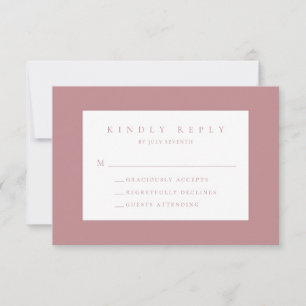 Dusty Rose Blush Modern Wedding RSVP Card Karte