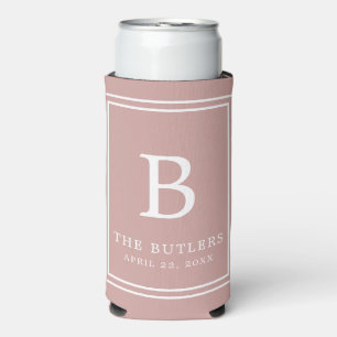 Dusty Rose/Blush Monogram Wedding Tall kann kühler Selters Dosenkühler