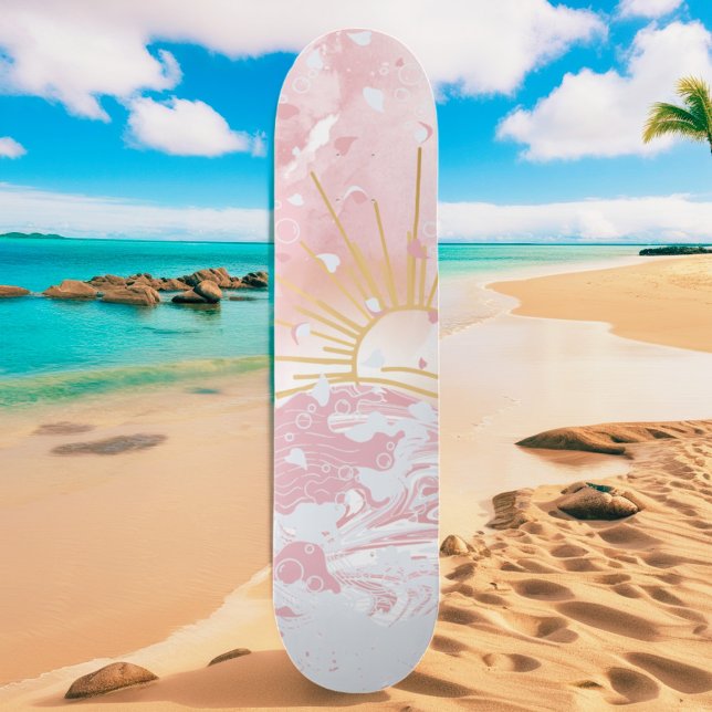 Dusty Rose Blush Pink Champagner Sonnenuntergang S Skateboard (Von Creator hochgeladen)