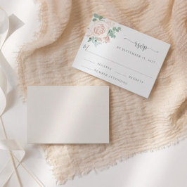 Dusty Rose Blush Pink Eukalyptus Grüne Hochzeit RSVP Karte