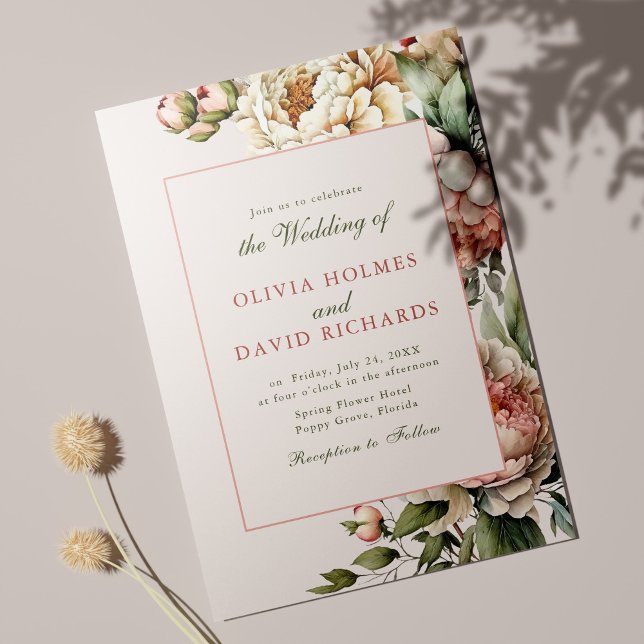 Dusty Rose Blush Pink Peony Wedding Einladung (Von Creator hochgeladen)
