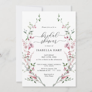 Dusty Rose Blush Pink Wild Blume Brautparty Einladung