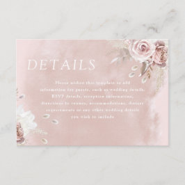 Dusty Rose Blush Wasserfarbe Hochzeitsdetails Begleitkarte