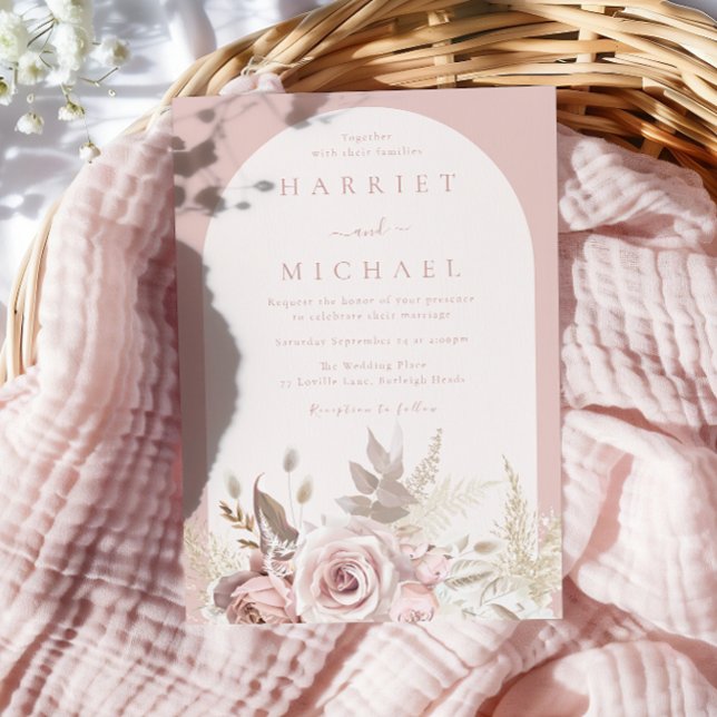 Dusty Rose Boho Arch Blush Bloral Wedding Einladung (Von Creator hochgeladen)