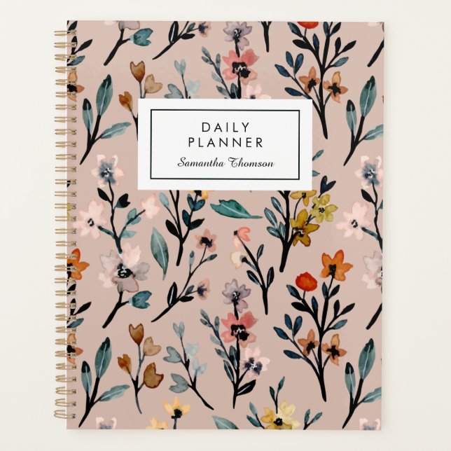 Dusty Rose Boho Floral Aquarelle personnalisée non (Devant)