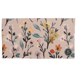 Dusty Rose Boho Floral Wasserfarbe Custom Kissenbezug