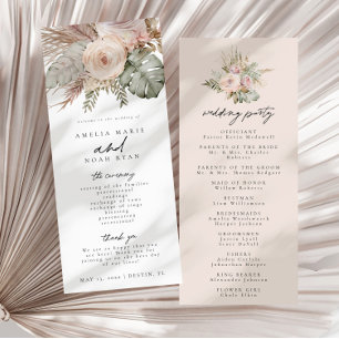 Dusty Rose Boho Pampas Grass Zeremonie Programm