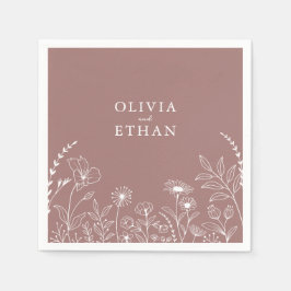 Dusty Rose, Boho, Wildblumen Hochzeit Napkins Serviette