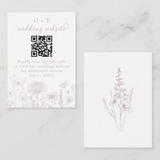 Dusty Rose Botanical Minimal Wedding Website QR  Begleitkarte