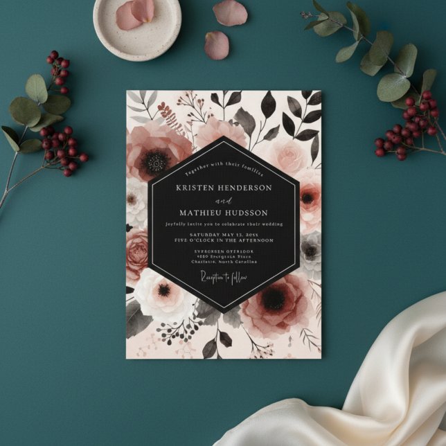 Dusty Rose Botanical Whimsy Wedding Einladung (Von Creator hochgeladen)