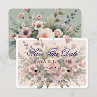Dusty Rose Botanisch Save the Date Elegant Einladung