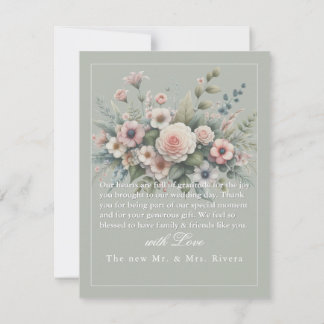 Dusty Rose Botanische Hochzeit Danke-Card Dankeskarte