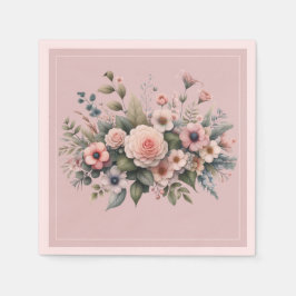 Dusty Rose Botanische Hochzeit Wasserfarbe Serviette