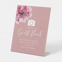 Dusty Rose Botanisches Foto Gästebuch Hochzeit