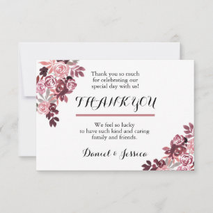 Dusty Rose Bourgogne Floral Mariage Carte de remer