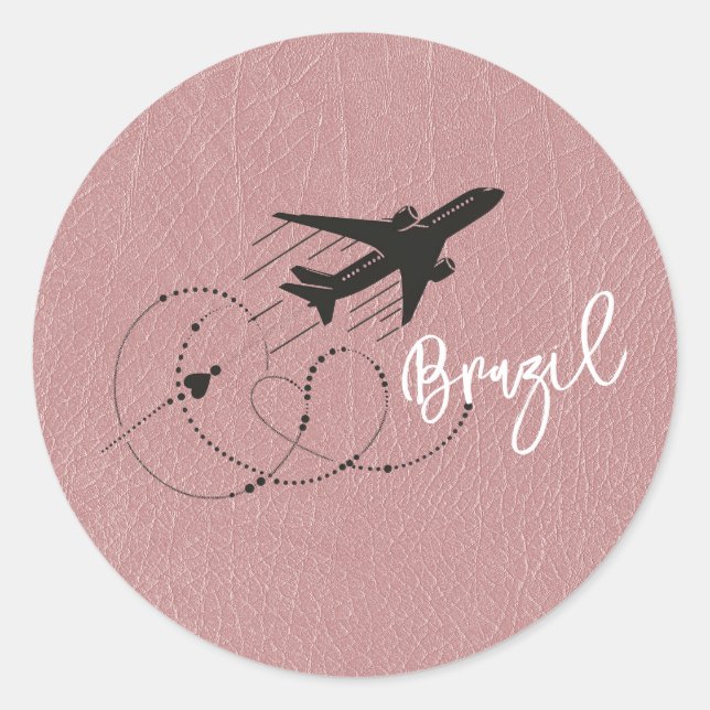 Dusty Rose Brasilien Passport Runder Aufkleber (Vorderseite)