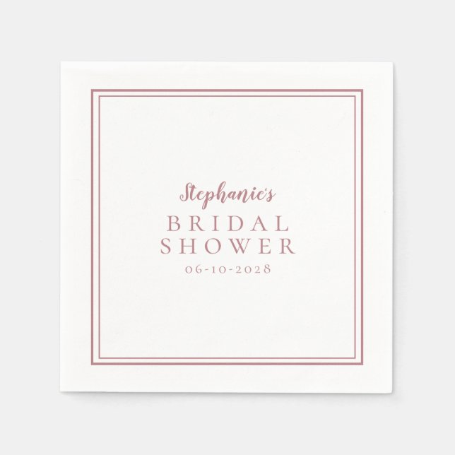 Dusty Rose Brautparty Hochzeit einfach modern Serviette (Vorderseite)