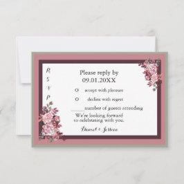 Dusty Rose Burgandy Wedding RSVP Einladung