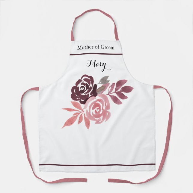 Dusty Rose Burgund Mutter der Groom-Schürze Schürze (Vorderseite)