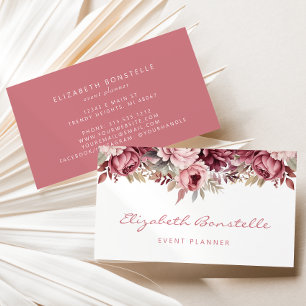 Dusty Rose Burgund Wasserfarben Visitenkarte