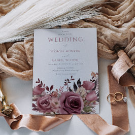Dusty Rose & Burgundy Boho Floral Wedding Einladung