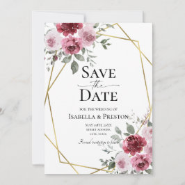 Dusty Rose Burgundy Floral Wedding speichern das D Einladung