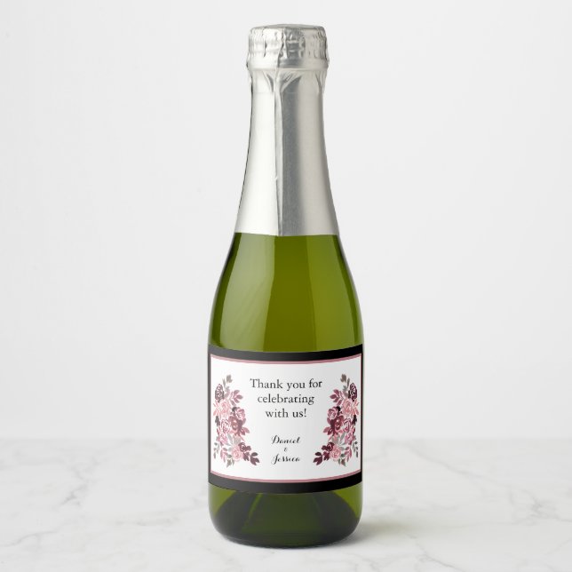 Dusty Rose Burgundy Gefallen Mini Sparkling Weinke (Vorderseite)