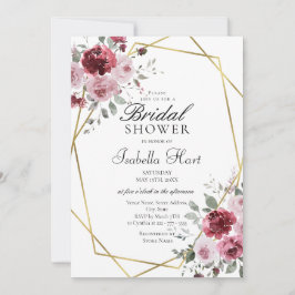 Dusty Rose Burgundy Gold Floral Brautparty Einladung