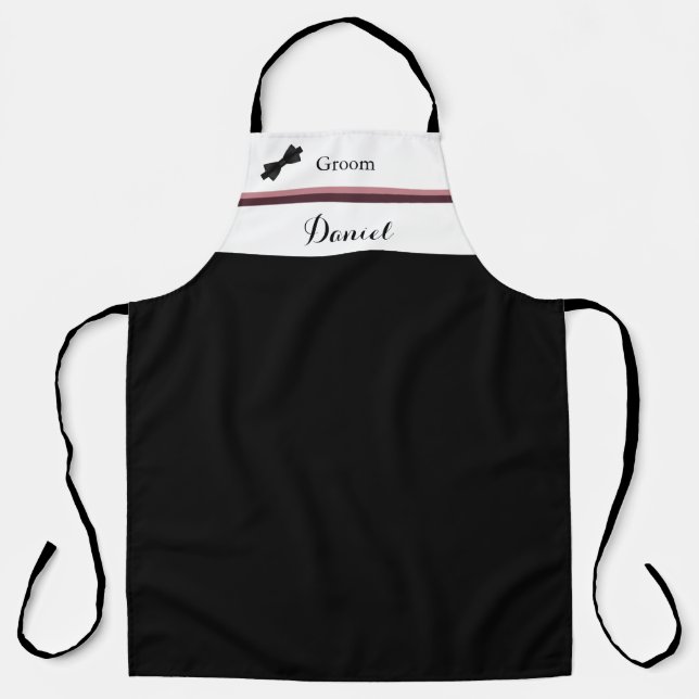 Dusty Rose Burgundy Groom Wedding Schürze (Vorderseite)