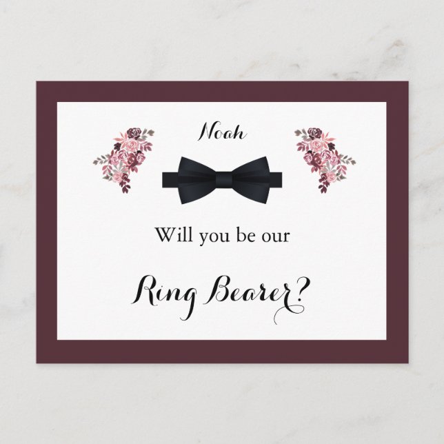Dusty Rose Burgundy Ring Beyer Card Postkarte (Vorderseite)