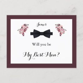 Dusty Rose Burgundy Trauzeuge Request Card Postkarte