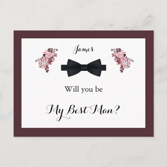 Dusty Rose Burgundy Trauzeuge Request Card Postkarte (Vorderseite)